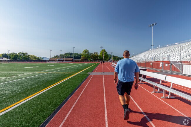 About a mile north, Mansion Park Stadium opens its sports facilities to the public for exercise.