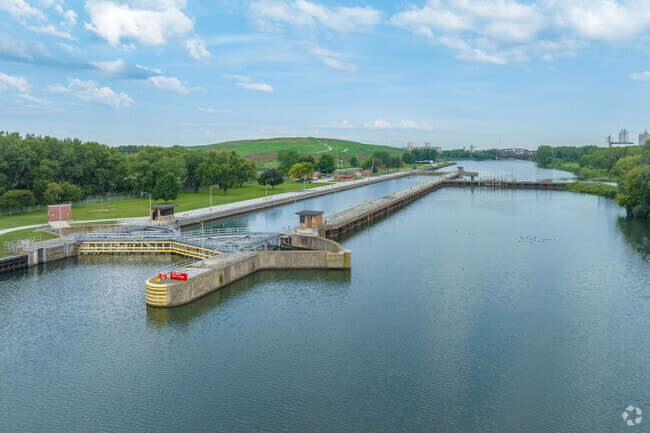 Little Calumet river locks and feeding into the Grand Calumet River, Burnham, IL.