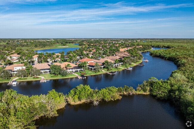 Fiddler’s Creek villages feature scenic water views and access to nearby boating parks.