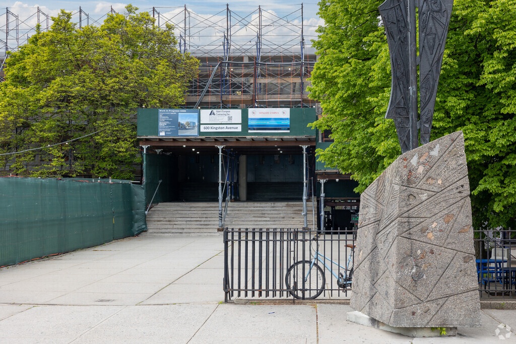 High School for Public Service-Heroes of Tomorrow, East Flatbush main entrance area.