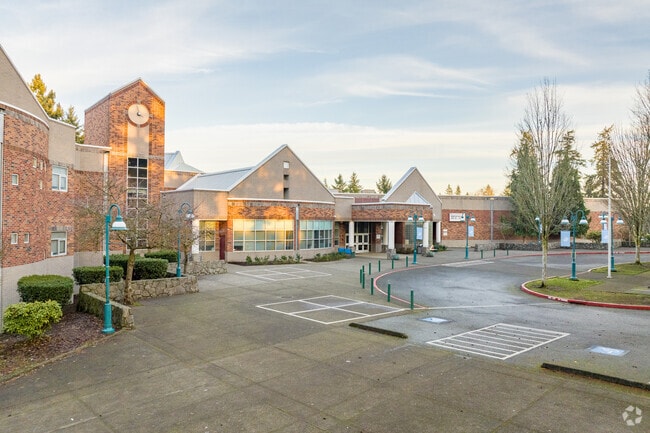 Discovery Middle School has several peaked entrance facades in Lincoln, Vancouver, WA.
