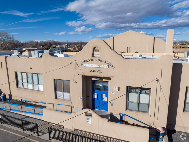 The front entrance of Raymond A. Gabaldon Elementary School.