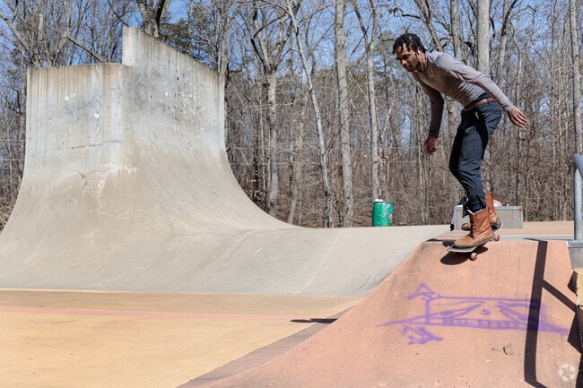Windbrook skaters practice tricks at Cosca Regional Park’s skatepark.