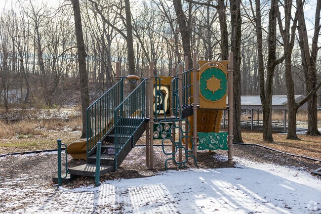 Kids enjoy playing on the Churchill Park jungle gym.