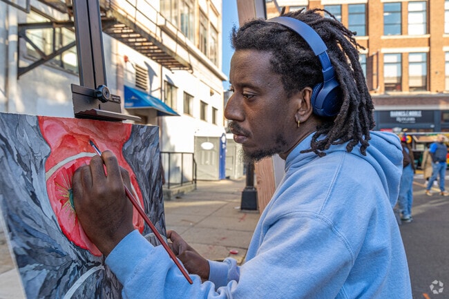 Live painting energizes the Art Block Party in Newark's Downtown District.