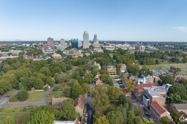 Winston-Salem's skyline is visible from South Marshall, NC.
