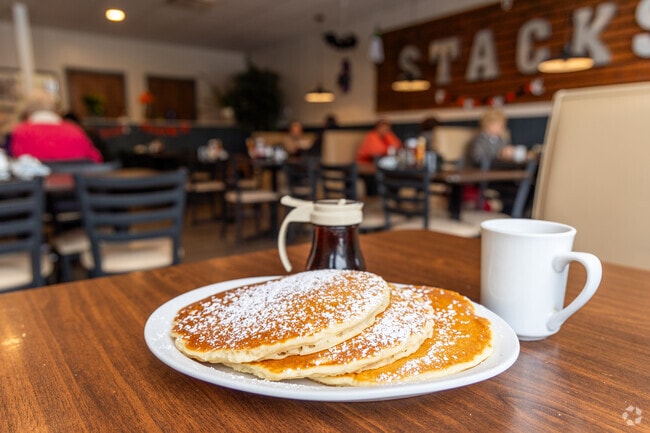 Stacks Pancake House offers a cozy spot for morning coffee in Downtown Bettendorf.