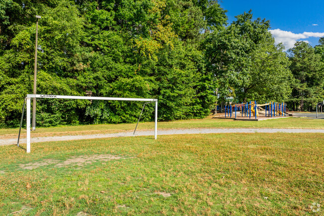 A view of the sports field and playground of Three Chopt Elementary School.