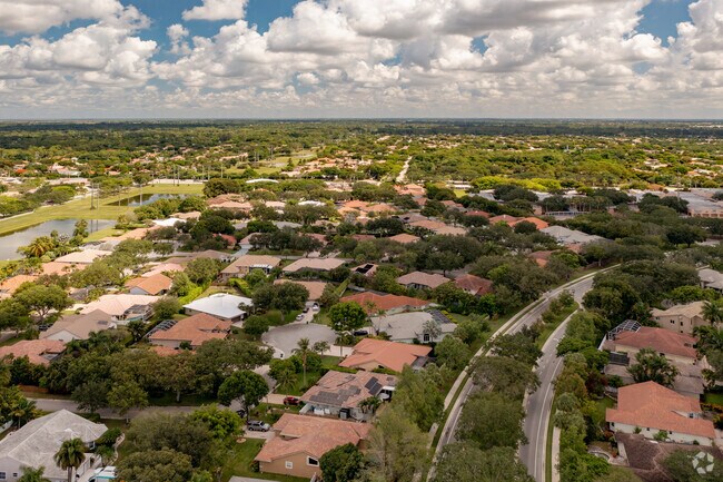 Aerial View of the tranquil Turtle Run Neighborhood in Coral Springs, FL.