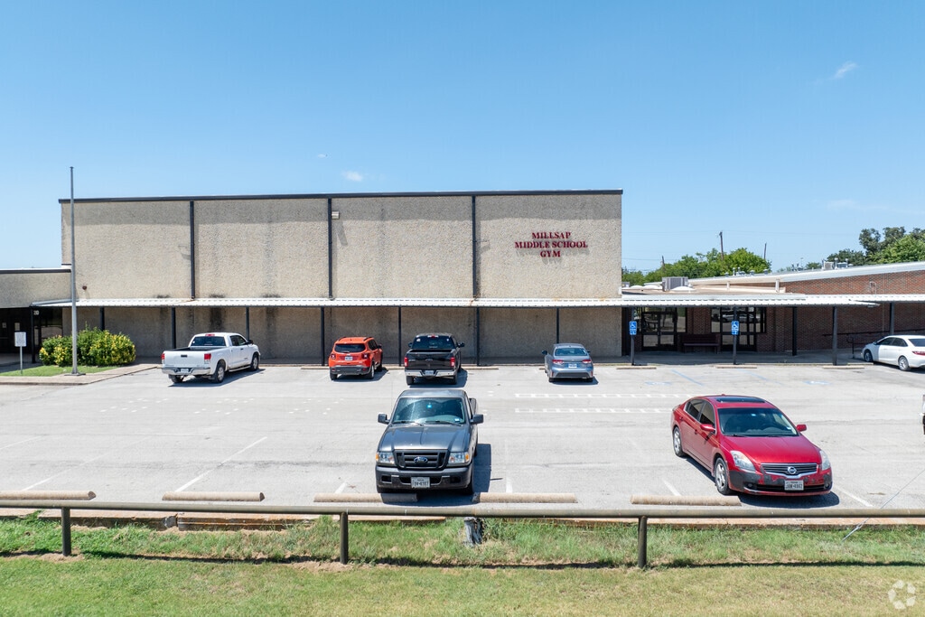 Millsap Middle School Gym welcomes students daily, fostering athletes in Outer Parker County.