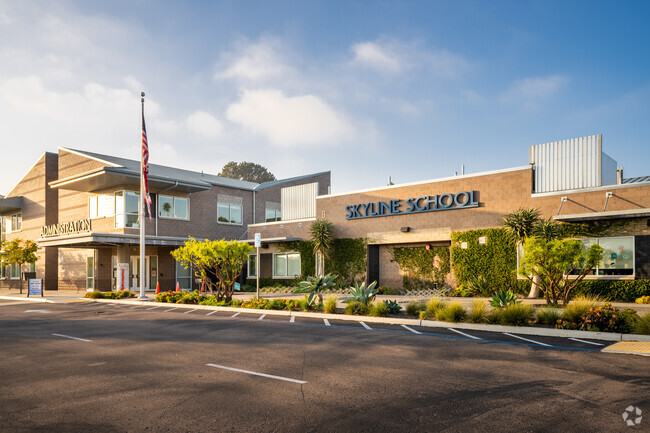 The front buildings of the award winning Skyline Elementary School.