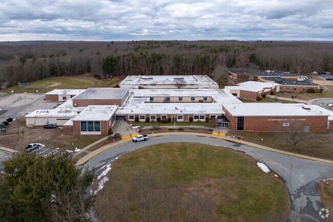 Main entrance at Alan S Feinstein Middle School in Coventry, RI.
