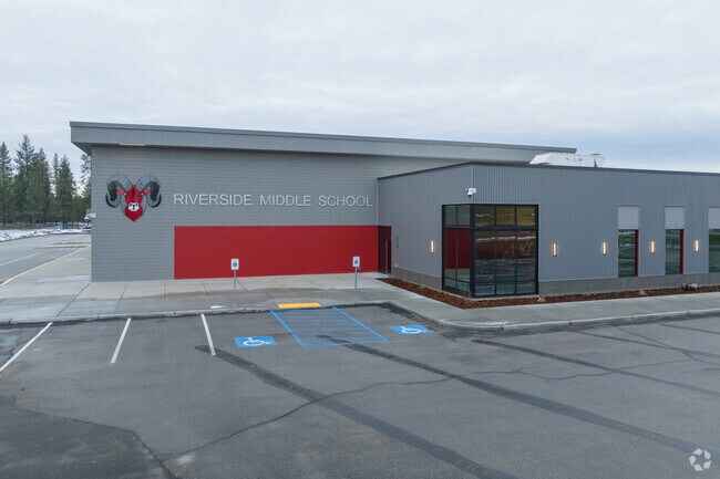 Riverside Middle School sits across the parking lof from the high school.