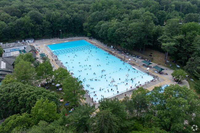 Saxon Woods Park is located in Rosedale and offers a public swimming pool as well as a playground and mini golf course.