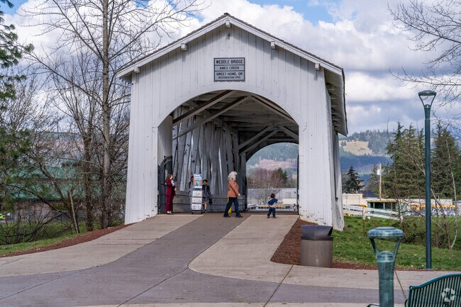 Sankey Park has a covered bridge that residents of Sweet Home enjoy walking through.