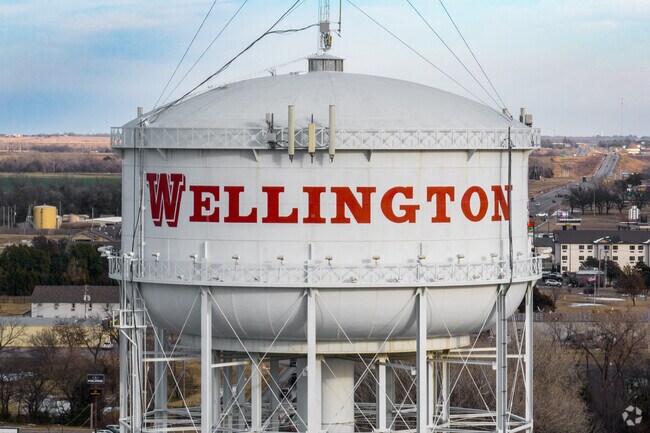 The Wellington water tower stands tall over the city.