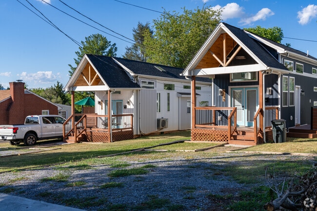 A few tiny homes are available in Dearington, recently popular with residents.