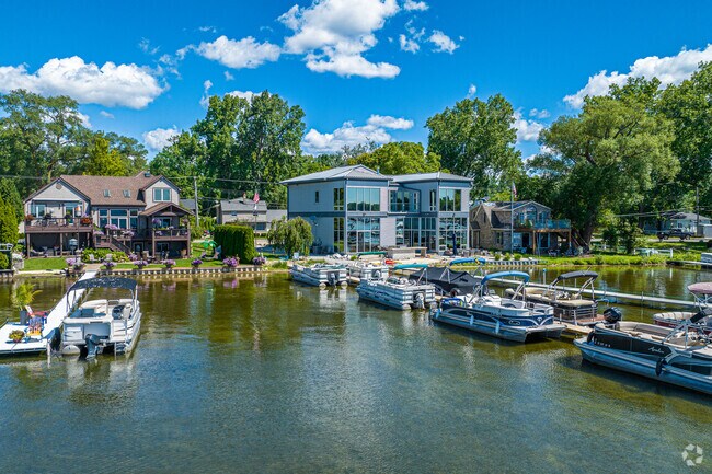 Local neighborhood homes are situated alongside the bay in Commerce.