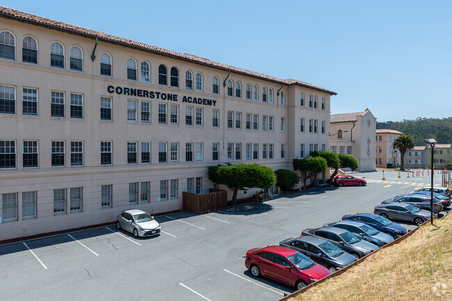 Golden Bridges School in San Francisco shares a parking lot with the Cornerstone Academy.