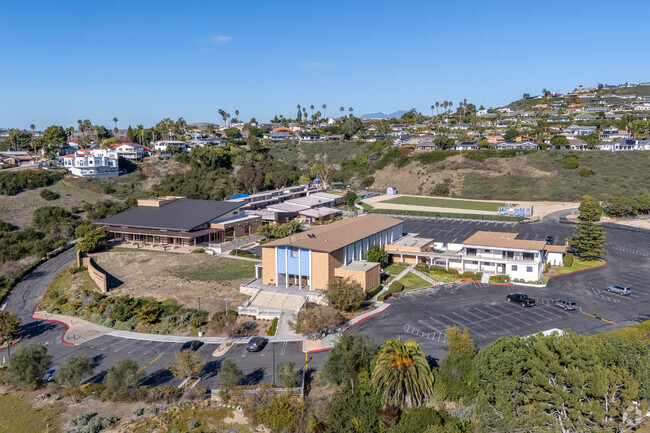 Elevated views of Our Lady of Fatima Academy and the surrounding landscape.
