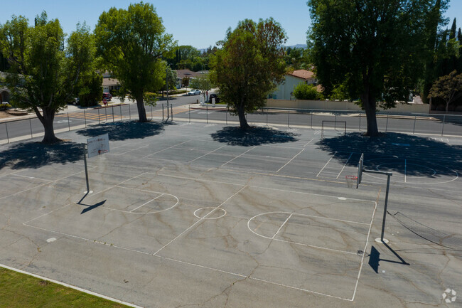 Shot of the basketball courts at Our Community School.