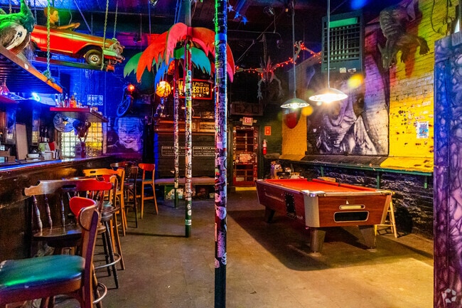 The upstairs and stage area of Ralph's Dinner is colorful and exciting place to see 21+ shows.
