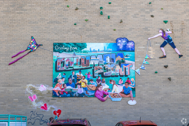 A fantastical mural resides on the facade of BCLA McCormack Middle School in Dorchester.