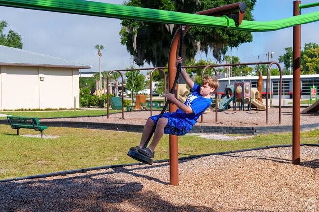 A young boy enjoys the zipline at Cadwell Park in Umatilla.