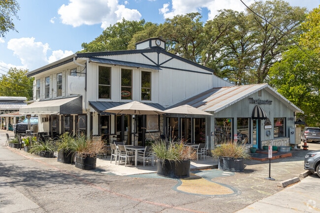 Discover Quarter Retail Shop and Cypress Creek Coffee, charming spots on Wimberley Square.
