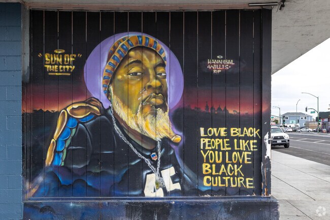 A colorful artwork by a local artist near the Wentworth Holland neighborhood.