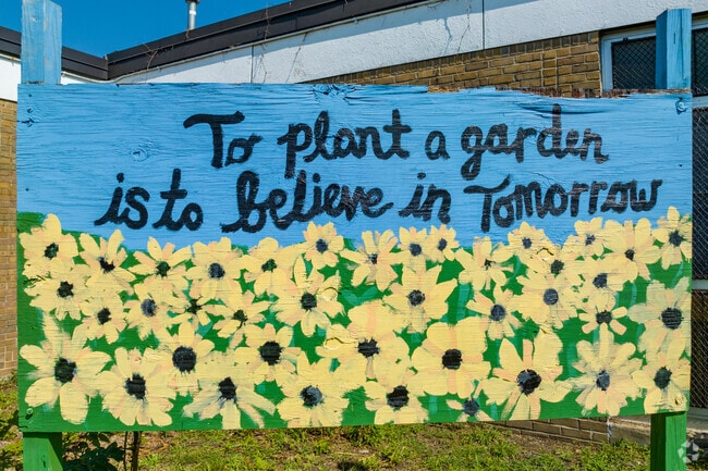 The children's garden provides an outdoor, hands-on, learning space at Bates Academy in Detroit.