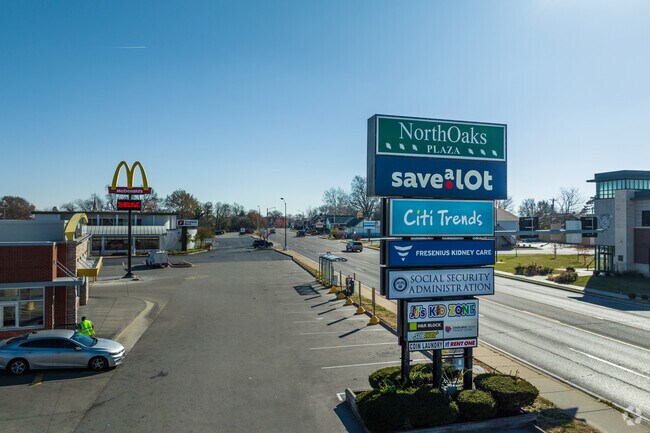 North Oaks Plaza is in Velda Village Hills and features local restaurants and businesses.