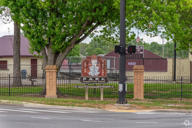 Indian Highland Park is a dog-friendly, 6.7-acre park with a walking path, soccer field, and batting cages.