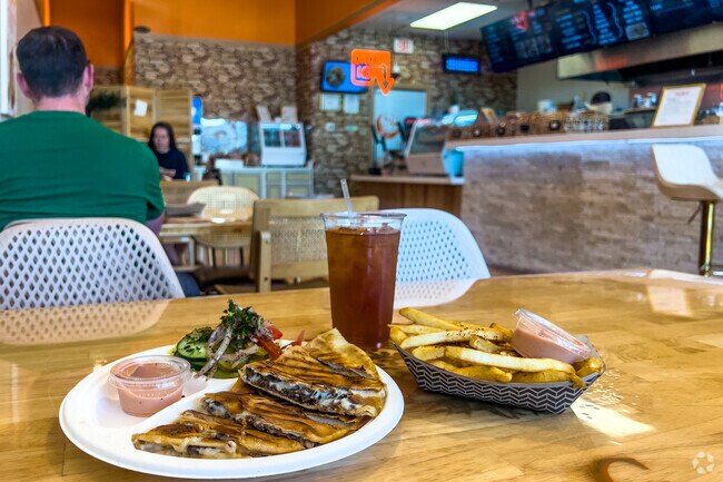 The Arayes Pita Bread stuffed with spicy beef is a popular order at Galilee Falafel & Shawarma.