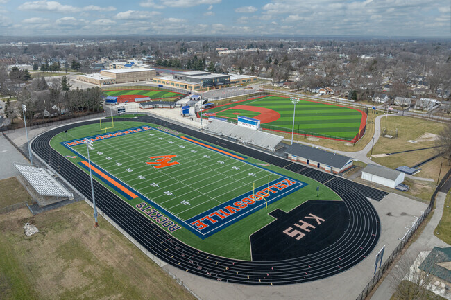 Kelloggsville Middle School has a large campus with pristine athletic fields.