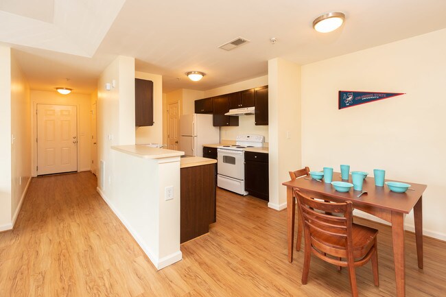 Apartment Entry and Shared Kitchen and Dining Area