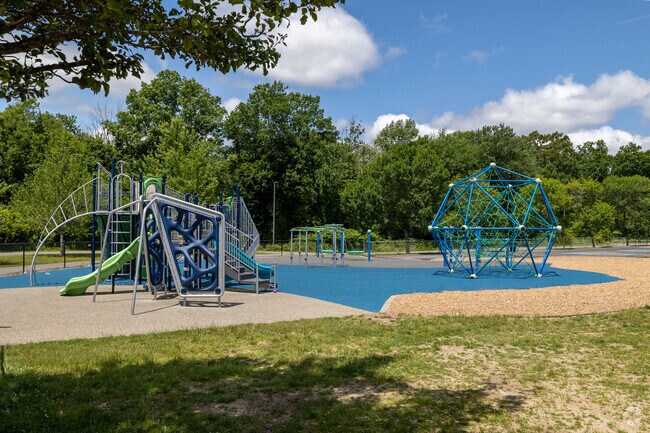 A robust play structure sits on the grounds of John H. Duval Middle School in Whitman.