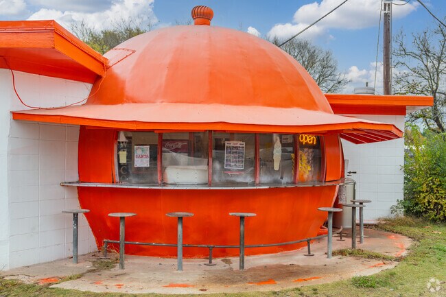 Just south of Woodson, Mammoth Orange Cafe serves up traditional burgers from a unique diner.