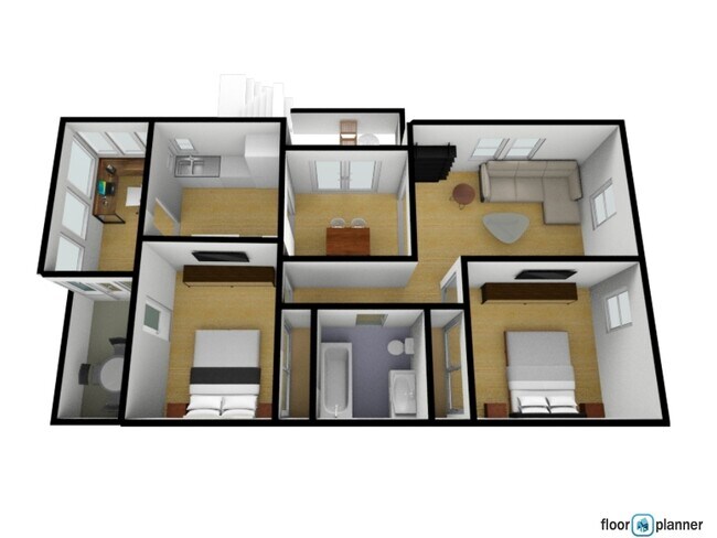 Bedrooms on each side