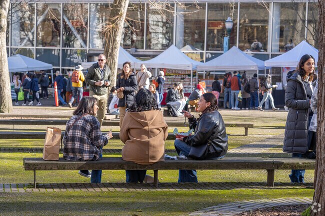 Many come downtown on Saturday mornings for the Portland Farmer's Market at South Park Blocks