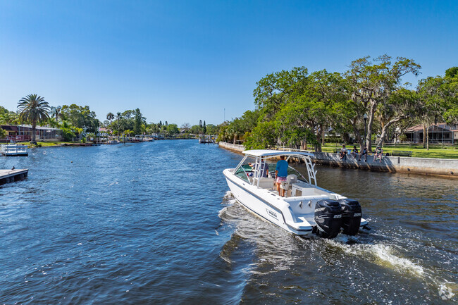 Residents enjoy evening rides on the Cotee river along Downtown New Port Richey.
