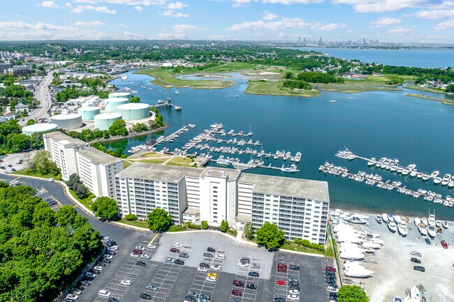 Condo buildings close to the water in Quincy Point.