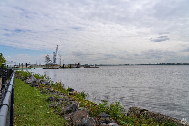 Just south of Lower Chichester Township, enjoy waterfront views of the Delaware River.