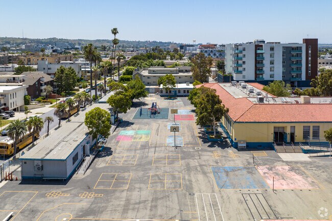From four square to hopscotch, kids have fun at Palms Elementary School in Palms, CA.