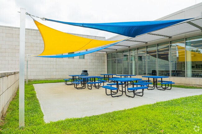 Locals enjoy the Norwich Technical High School campus for it's amenities like outdoor seating.