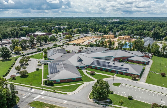 Lucille M. Brown Middle School building has a unique design.