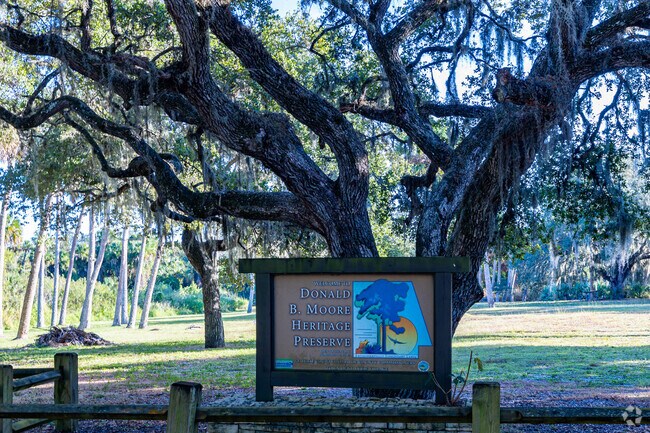 Entrance sign welcomes visitors to Donald B. Moore Preserve in St. Lucie Village.