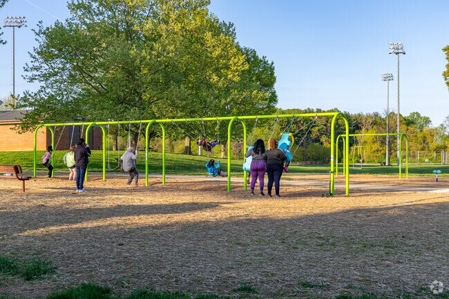 Sunshine Playground at Hannah More Park includes two swingsets with various seating for any age.