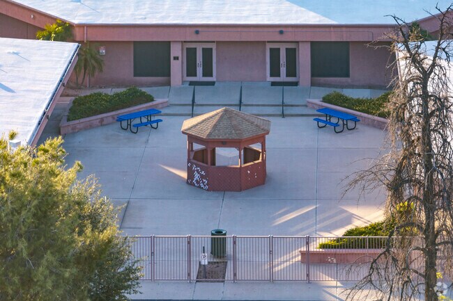 Kids attending Chandler’s Desert Jewish Academy may congregate outside in the courtyard.