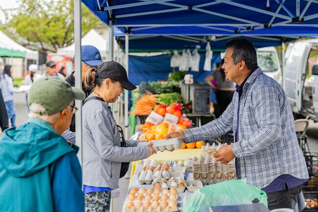 Locally sourced farm fresh eggs are available at the Pomona Valley Farmers Market.